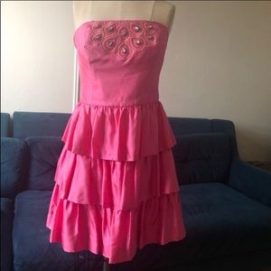 Lilly Pulitzer strapless silk bejeweled dress sz 8